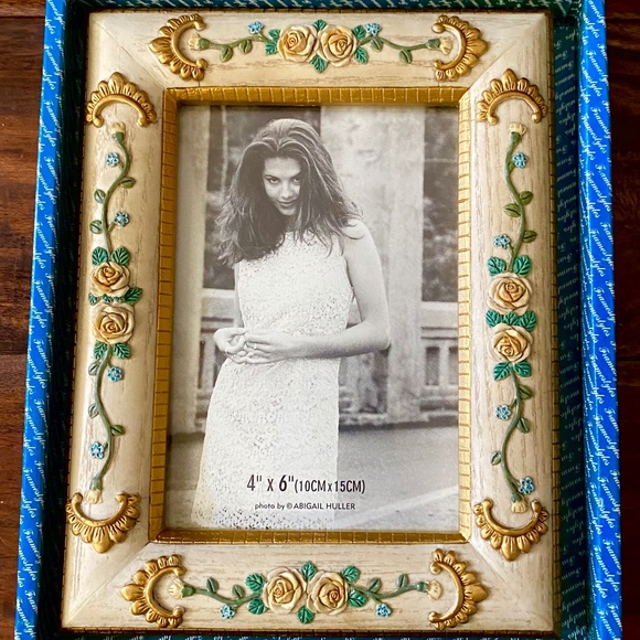 Hand Painted Flowered Picture Frame - 4”x6” image size - Picture 1 of 1